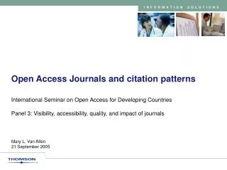 Open Access Journals and citation patterns