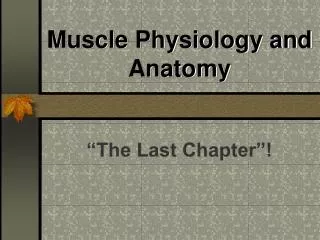 Muscle Physiology and Anatomy