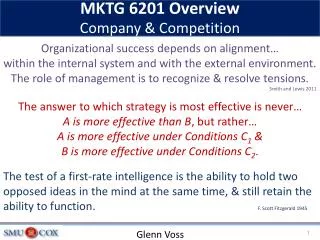 MKTG 6201 Overview Company &amp; Competition