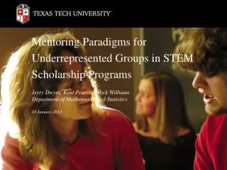 Mentoring Paradigms for Underrepresented Groups in STEM Scholarship Programs