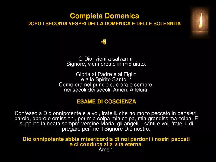 compieta domenica dopo i secondi vespri della domenica e delle solennita