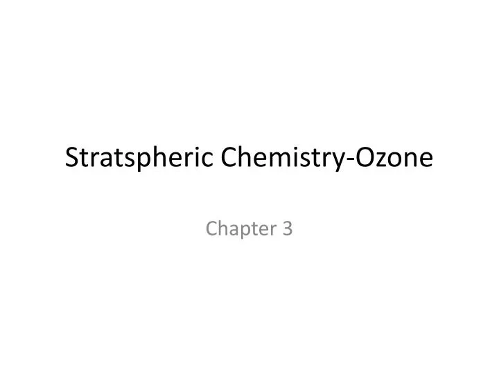 stratspheric chemistry ozone