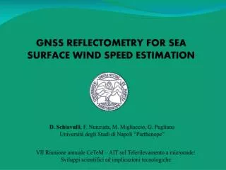 gnss reflectometry for sea surface wind speed estimation