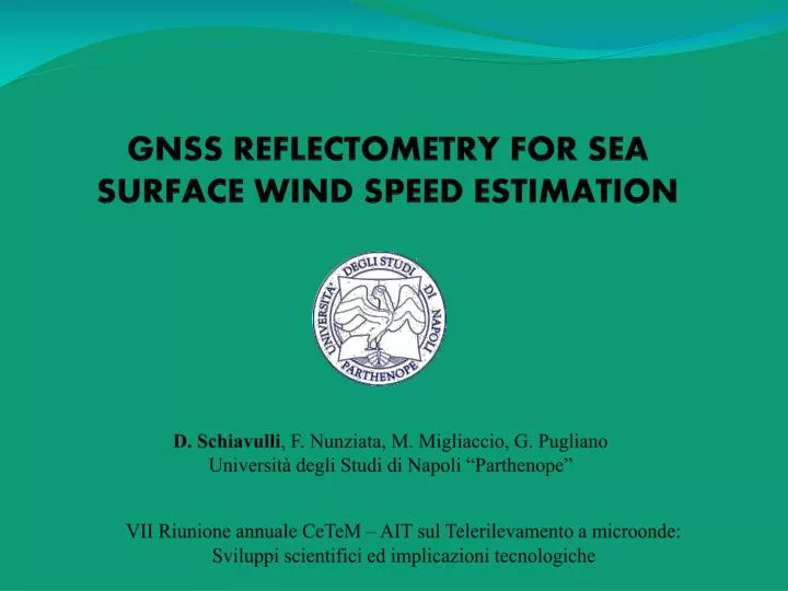 gnss reflectometry for sea surface wind speed estimation