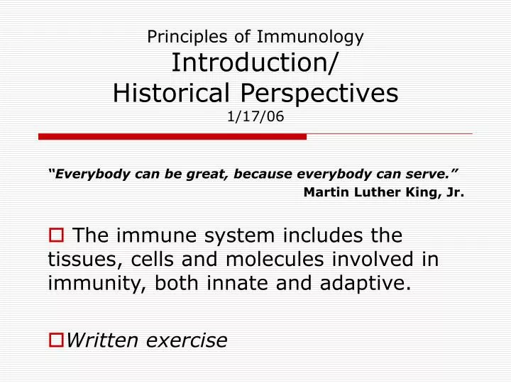 principles of immunology introduction historical perspectives 1 17 06