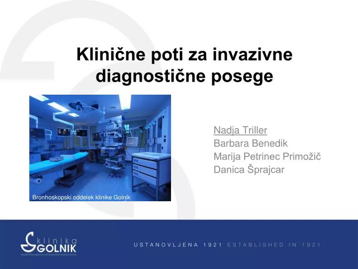 klini ne poti za invazivne diagnosti ne posege