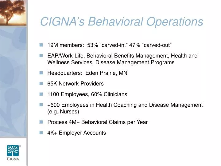 cigna s behavioral operations