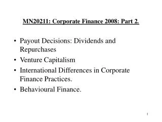 MN20211: Corporate Finance 2008: Part 2 .