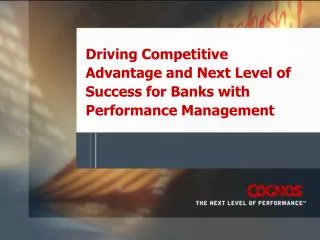 Driving Competitive Advantage and Next Level of Success for Banks with Performance Management