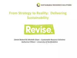 From Strategy to Reality: Delivering Sustainability