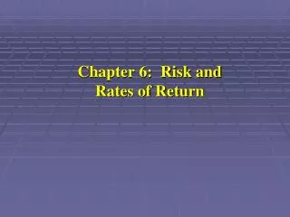 Chapter 6: Risk and Rates of Return