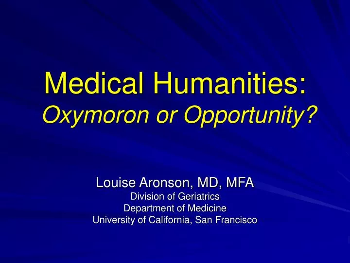 medical humanities oxymoron or opportunity