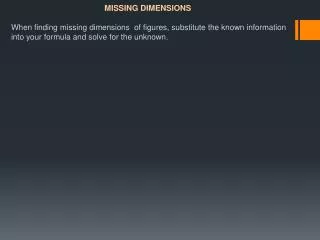 MISSING DIMENSIONS