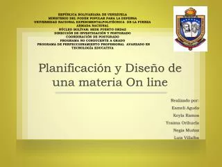 planificaci n y dise o de una materia on line