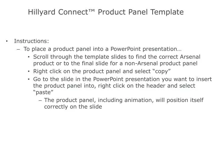 hillyard connect product panel template