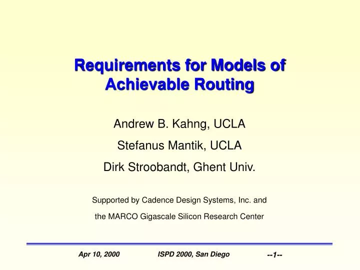 requirements for models of achievable routing