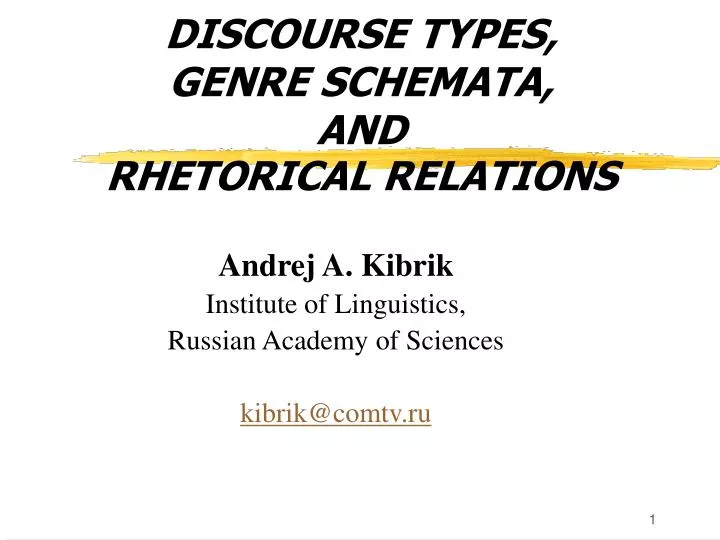discourse types genre schemata and rhetorical relations