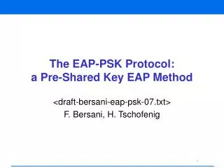 The EAP-PSK Protocol: a Pre-Shared Key EAP Method