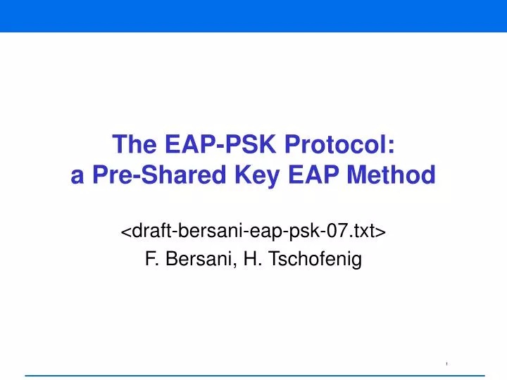 the eap psk protocol a pre shared key eap method