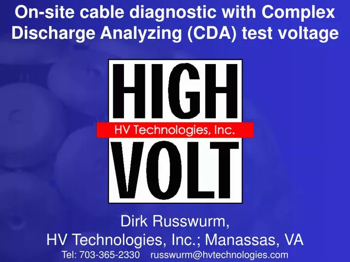 on site cable diagnostic with complex discharge analyzing cda test voltage