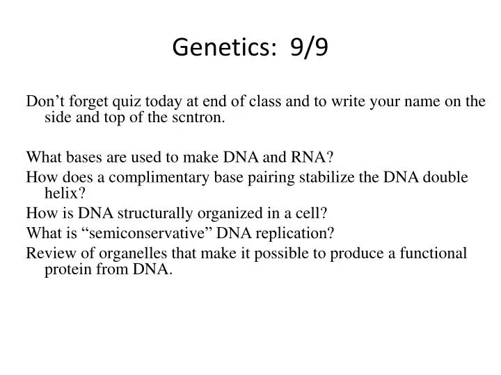 genetics 9 9