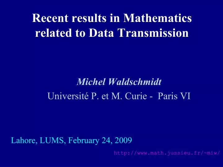 recent results in mathematics related to data transmission