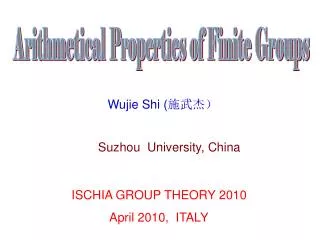 Arithmetical Properties of Finite Groups