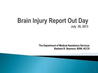 Brain Injury Report Out Day July 26, 2013
