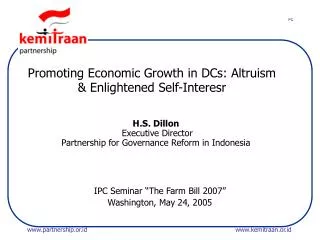 Promoting Economic Growth in DCs: Altruism &amp; Enlightened Self-Interesr