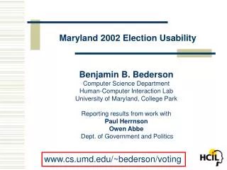 Maryland 2002 Election Usability