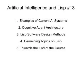 Artificial Intelligence and Lisp #13