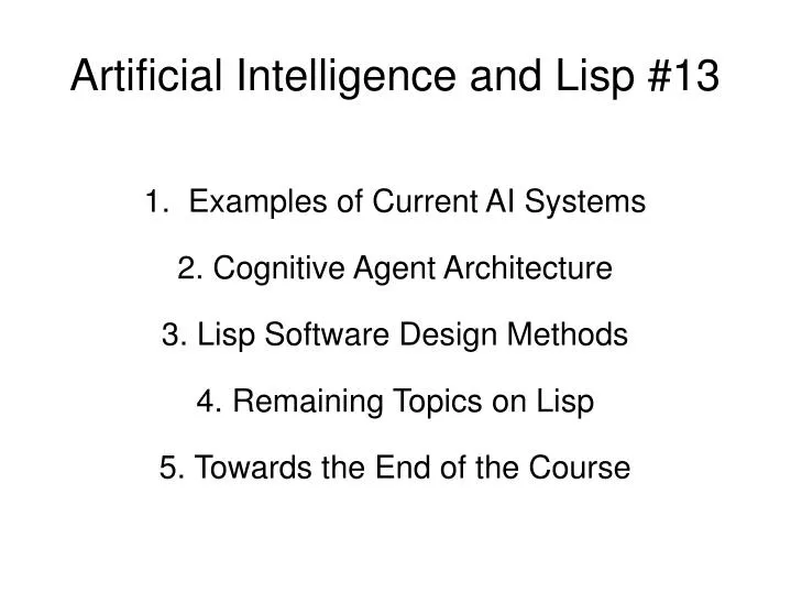 artificial intelligence and lisp 13