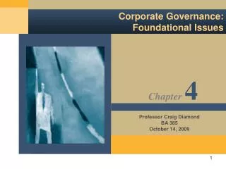 Corporate Governance: Foundational Issues