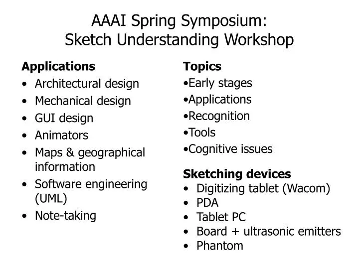 aaai spring symposium sketch understanding workshop
