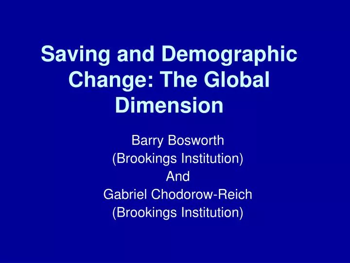 saving and demographic change the global dimension