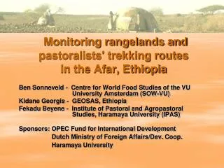 Monitoring rangelands and pastoralists' trekking routes in the Afar, Ethiopia