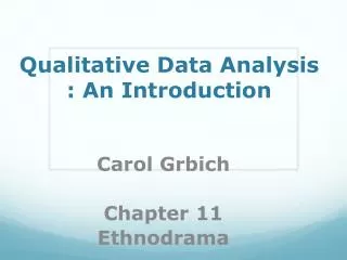 Qualitative Data Analysis : An Introduction