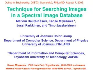 Technique for Searching Images in a Spectral Image Database