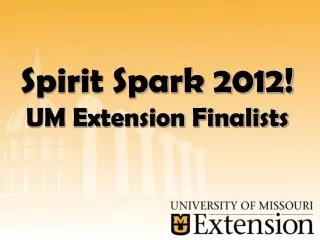 Spirit Spark 2012! UM Extension Finalists