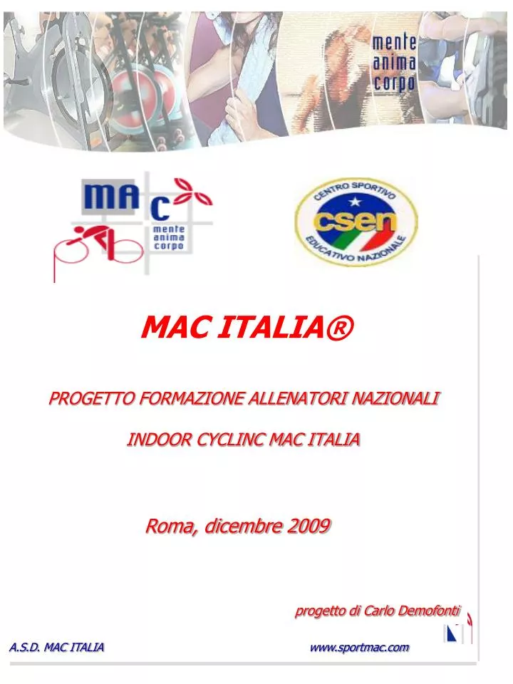 progetto formazione allenatori nazionali indoor cyclinc mac italia