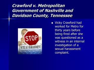 Crawford v. Metropolitan Government of Nashville and Davidson County, Tennessee