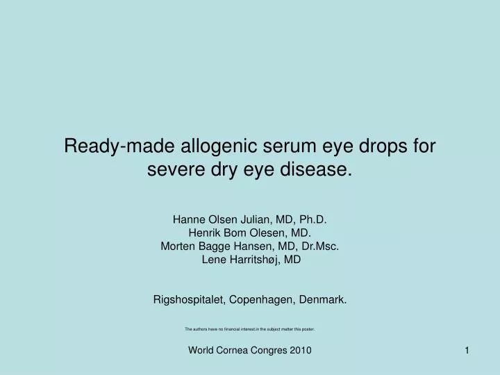 ready made allogenic serum eye drops for severe dry eye disease