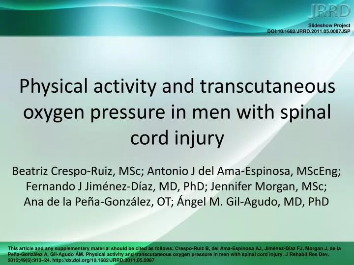 physical activity and transcutaneous oxygen pressure in men with spinal cord injury