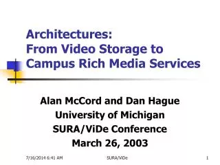 Architectures: From Video Storage to Campus Rich Media Services