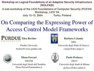 On Comparing the Expressing Power of Access Control Model Frameworks