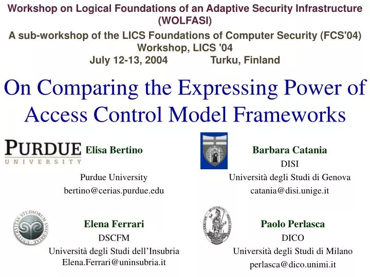 on comparing the expressing power of access control model frameworks