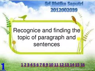 recognice and finding the topic of paragraph and sentences