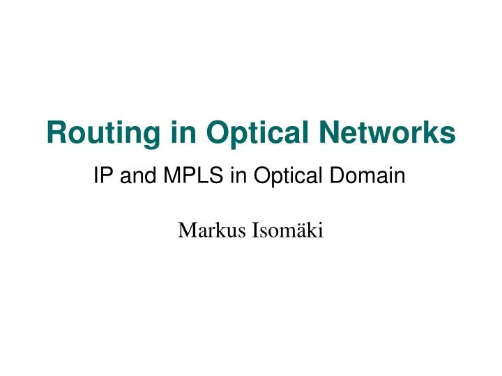 routing in optical networks