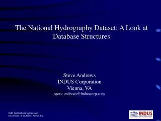 The National Hydrography Dataset: A Look at Database Structures