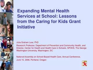 Expanding Mental Health Services at School: Lessons from the Caring for Kids Grant Initiative